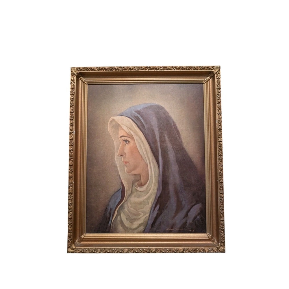 Vintage 1948 Warner Sallman Madonna Mary Print Lithograph 23.5x19.5 Framed
